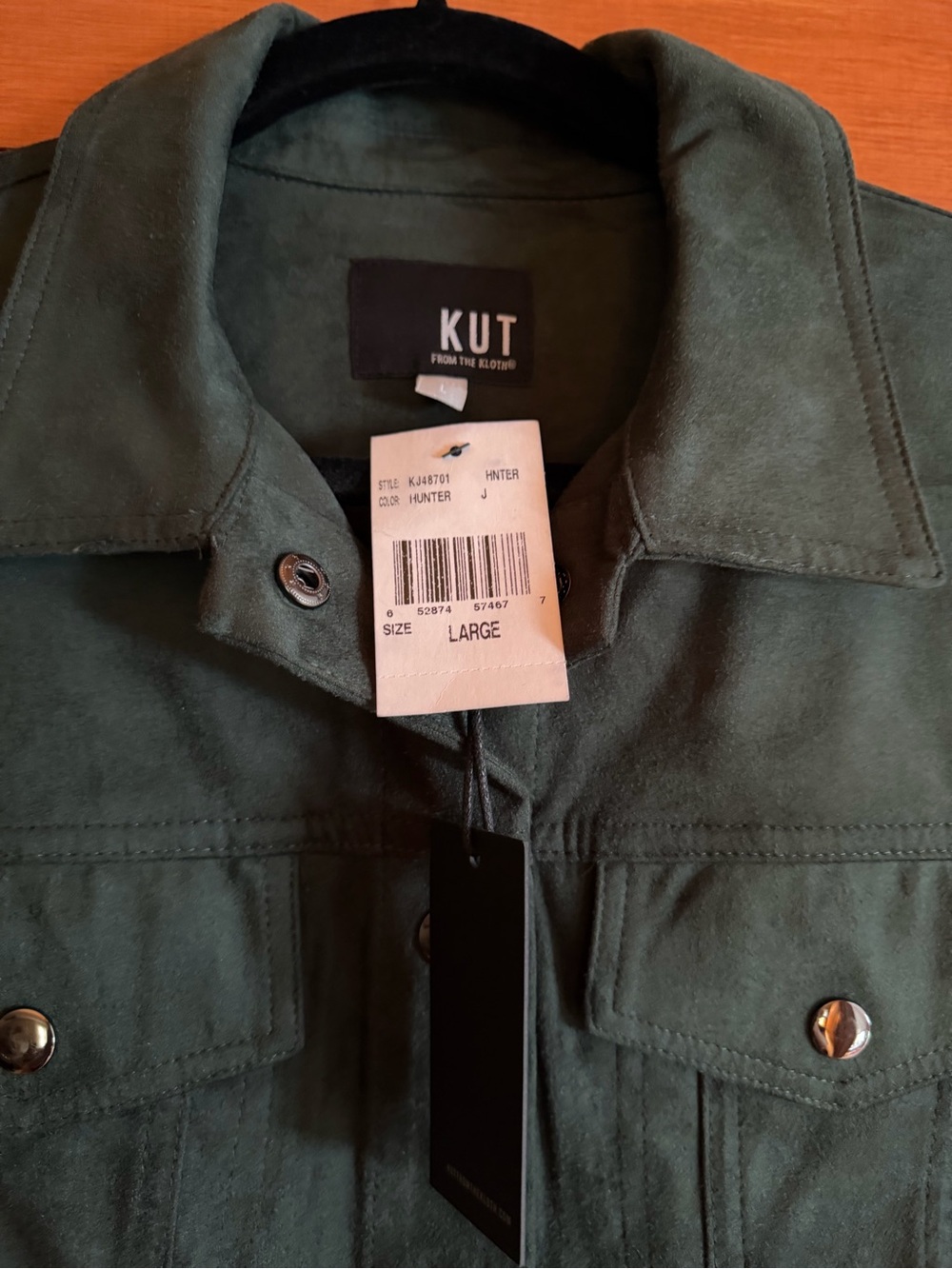 Kut from the Kloth Dark Green Suede Trucker Jacket - Picture 2 of 3